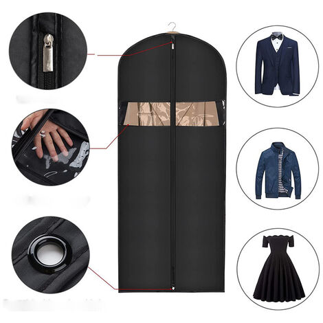 MINKUROW Confezione da 5 Copri Indumenti Premium Nero 60x100cm Stoccaggio a Lungo Termine per Giacca Cappotto Completo Antipolvere e Antitarme B2