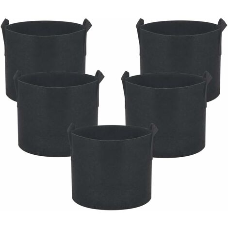 MINKUROW Confezione Da 5 Sacchetti Per Piante In Pile 11 Litri - 3 Galloni - 25 X 22 Cm - Con Manici Per Il Trasporto - Per Giardino, Serra Ecc. - Sacchetto Per Piante