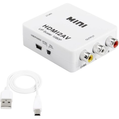 MINKUROW Convertitore Da Hdmi A Rca, 1080p Hdmi A Cvbs Adattatore Audio Video Supporto Pal/Ntsc, Per Pc, Laptop, Xbox, Hdtv, Dvd (Bianco)