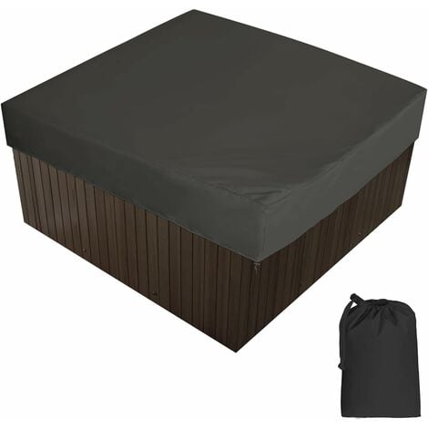 MINKUROW Copertura per Spa per Esterni Copertura per Vasca Idromassaggio Quadrata Copertura per Spa Impermeabile Tessuto in Poliestere 190t Anti-Polvere Anti-UV con Custodia 7 Dimensioni a Scelta,Nero