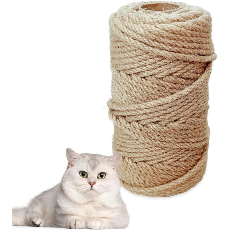 Corde En Jute Pour Arbre à Chat - 6 Mm (50 m) - Corde En Chanvre Naturelle - Convient Pour La Décoration De Jardin - Arbre à Chat - Accessoire à