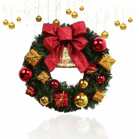 MINKUROW Corona De Navidad, Corona De Árbol Artificial, Corona De Navidad Para Puerta, Guirnalda De Árbol De Navidad, Guirnalda Verde Decoración De Navidad, Para Fiestas Festivas Halloween Acción De G