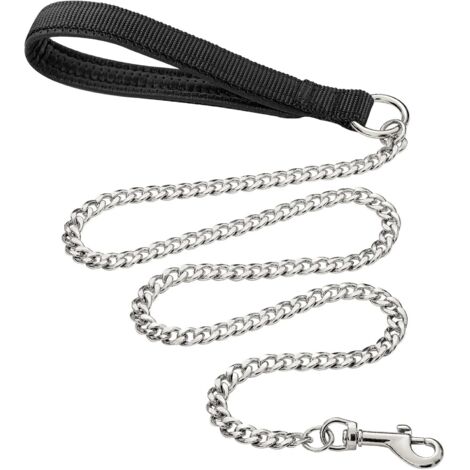MINKUROW Correa de metal resistente para perros, cadena de correa para mascotas a prueba de masticación de 180 cm con mango acolchado suave para perros grandes y medianos (180 cm  3 mm)