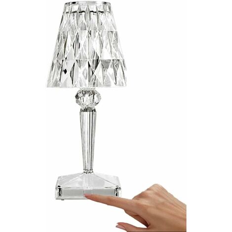 MINKUROW Crystal Diamond Tischlampe Led Atmosphäre Lampe Drei Farben Einstellbar Für Nachttisch Schlafzimmer Nachtlicht (Touch)