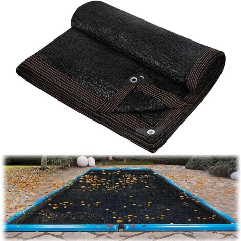 MINKUROW Cubierta de red de hojas para piscina rectangular, cubierta de protección de piscina sobre el suelo, bloque al aire libre hojas caídas y escombros 3 × 3 m (10x10 pies)