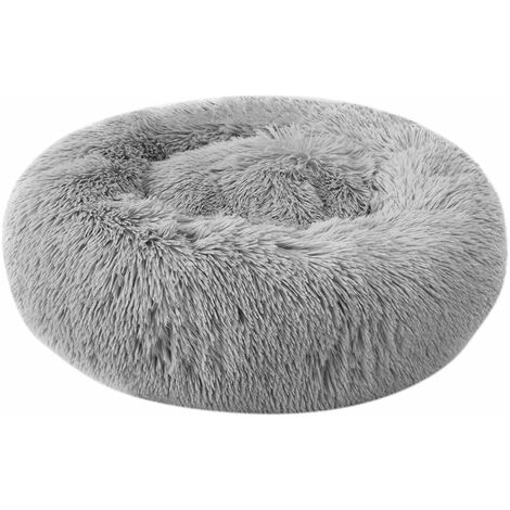 MINKUROW Cuccia Per Cani E Gatti Cuccia Rotonda In Peluche Per Cani Cuccia Per Gatti A Forma Di Ciambella Colore E Dimensioni Opzionali (Grigio Chiaro, 60 Cm)