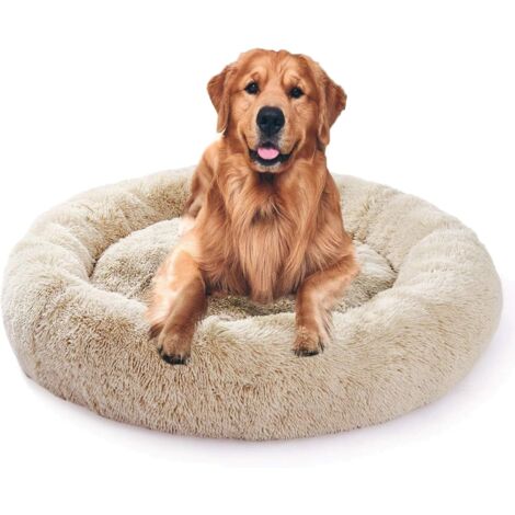 MINKUROW Cuccia Rotonda Di Lusso Per Animali Domestici/Nido Per Animali Domestici Per Cani E Gatti, Cuscino Facile Da Lavare Con Cerniera Per Gatti/Cani, Beige 100 Cm