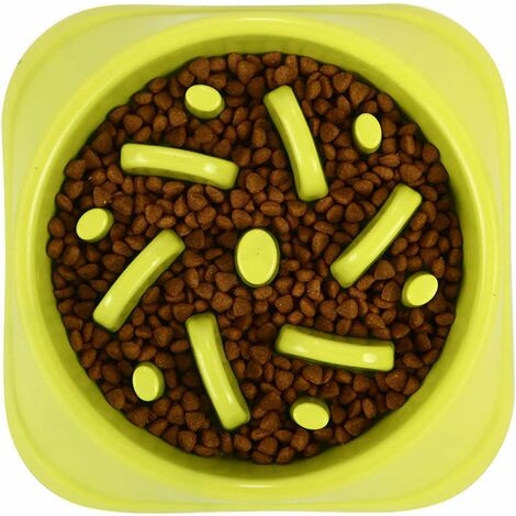 MINKUROW Cuenco De Alimentación Lenta Antihinchazón Para Perros Y Gatos Pequeños, Medianos Y Grandes, Cuenco Interactivo Antiglotón Para Comedero De Perros Y Gatos Para Evitar Comer Rápido (Verde)