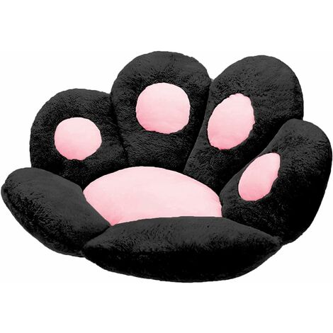 MINKUROW Cuscino,Cuscino a Zampa di Gatto,Simpatico Cuscino per Sedile Cuscino per Poltrona Pigro Decorazione per Esterni Cuscino Caldo per Pavimento Tappetino Caldo Adatto alla Pelle (60x60cm, Nero)
