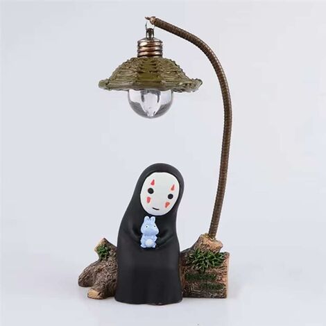 MINKUROW Decoración De Escritorio, Resina Led Luz De Noche Dibujos Animados Hombre Sin Rostro Hecho A Mano Lámpara De Mesa Jardín De Hadas Decoración De Escritorio Muñeca Regalo Figuritas Y Modelos Pe