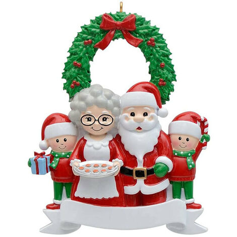 MINKUROW Decoraciones Navideñas 2022 Adornos Colgantes De Árbol De Navidad De Papá Noel, Nombre De Bricolaje Bendición Resina Decoraciones Navideñas Familiares, Colgante De Árbol De Navidad 2022-4 Per