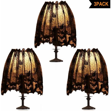 MINKUROW Decorazione Per Paralume Di Halloween, Paralume Con Ragnatela In Nastro Di Pizzo Nero, Per Feste, Decorazioni Per La Casa, Grande, 20 X 60 Pollici, 3 Pezzi