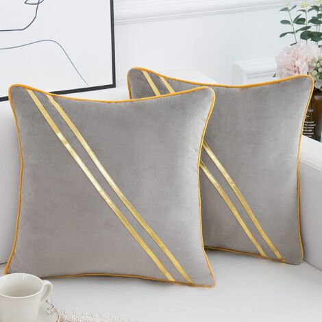 MINKUROW Dekokissenbezug Kissenbezug Kuschelkissen Modern Neutral Sofakissenbezug mit Verdecktem Reißverschluss für Sofa Couch Schlafzimmer Wohnzimmer Dekoration Grau 45 x 45 cm 2 Stück