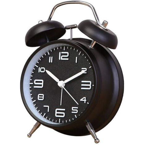MINKUROW Despertador Fuerte Para Personas Que Duermen Profundamente 4 Pulgadas Retro Doble Campana Despertador Negro