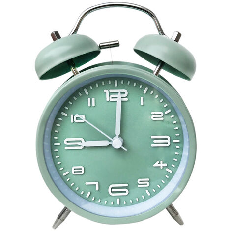 MINKUROW Despertador Fuerte Para Personas Que Duermen Profundamente 4 Pulgadas Retro Doble Campana Despertador Verde