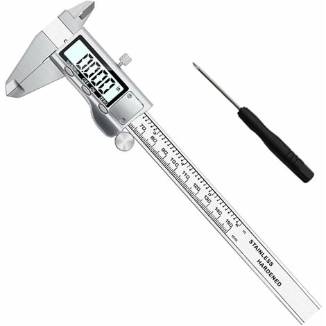 MINKUROW Digitaler Messschieber Messwerkzeug 0–150 mm Messschieber Edelstahl/Kunststoff LCD Digitaler Messschieber 6 Zoll Instrument Tiefenmesswerkzeuge Engineering Tools