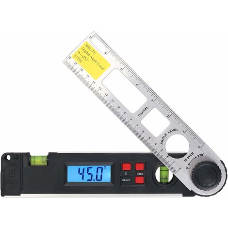 MINKUROW Digitaler Neigungsmesser Winkelmesser 0  270 ° 9 V batteriebetriebener digitaler Kristall-Wasserwaagen-Winkelmesser für Bau und Holzbearbeitung, Winkel messen Hilfsmarkierung