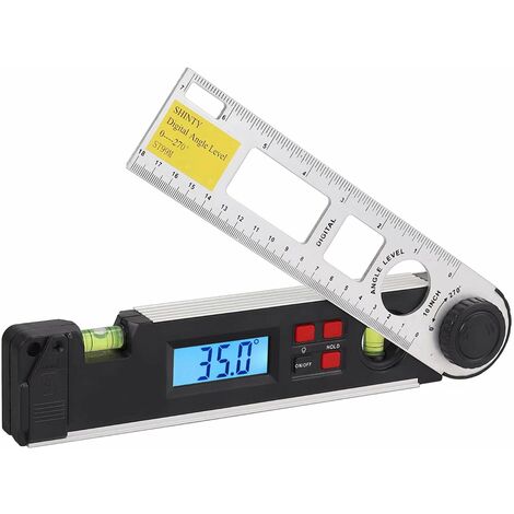 MINKUROW Digitaler Winkelmesser Goniasmometer Lineal 180mm 0-270° Digitaler Neigungsmesser Winkelmesser Jange D'angle Digitaler Neigungsmesser Winkelmesser mit Wasserwaagenanzeige