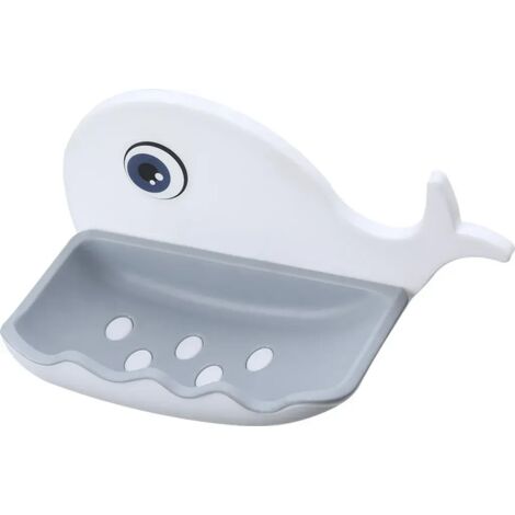 MINKUROW Dispenser Di Sapone Non Perforato A Forma Di Balena Scarico Del Bagno Portasapone Wc Portasapone Mensola A Muro - Bianco