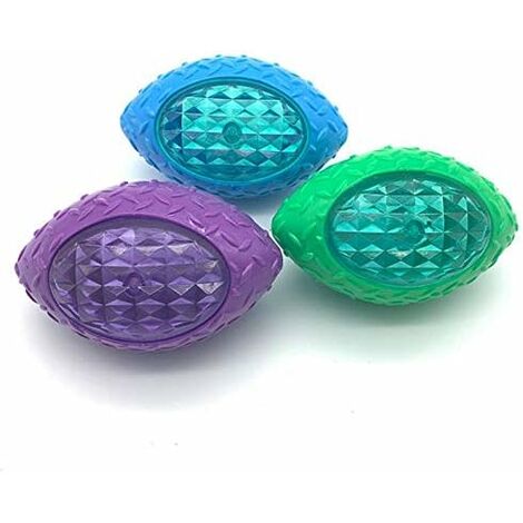 MINKUROW Dog Ball 3 Piezas Durable Dog Rugby Vocal Flash Pet Toy Stretch Limpieza De Dientes Molar Playing
