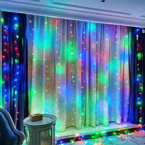 MINKUROW Dormitorio Cortina Luces Ventana Decoración Cadena Luces Colgantes Enlazables Cadena Luces Con 8 Modos Impermeable Navidad Luces Para Boda Fiesta Patio Pared Acción De Gracias Año Nuevo Color