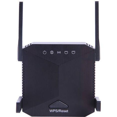 MINKUROW Drahtloser Netzwerk-Signalverstärker, zggzerg, WLAN-Repeater, 300 Mbit/s-Übertragung, 2,4 GHz-Netzwerk, WPA- und WPA2-Verbindung, 4 externe Antennen, mit LAN-Anschluss, Schwarz