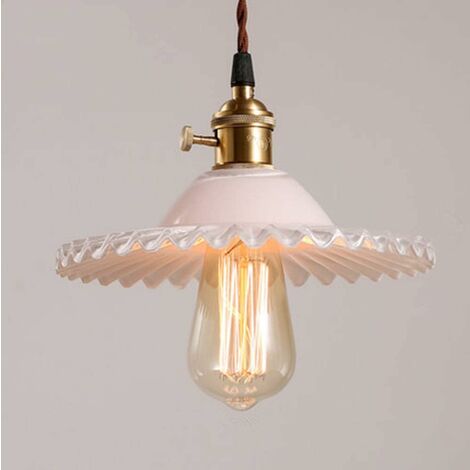 MINKUROW E27 Industrie Vintage Glas Pendelleuchten Retro Deckenleuchte Glas Retro Pendelleuchten Industrielle Deckenbeleuchtung Pendelleuchten Deckenleuchte Cremeweiß