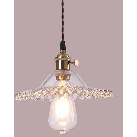 MINKUROW E27 Industrie Vintage Glas Pendelleuchten Retro Deckenleuchte Glas Retro Pendelleuchten Industrielle Deckenbeleuchtung Pendelleuchten Deckenleuchte Transparent