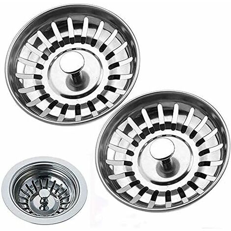 MINKUROW Edelstahl-Siebstopfen für Küchenspüle, Lochdurchmesser, 79 mm, silberfarben, 2 Stück