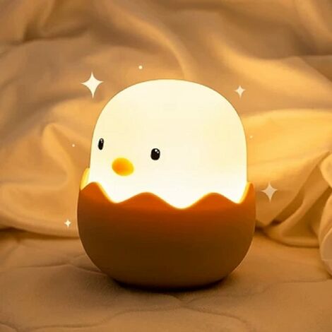 MINKUROW Ei-Nachtlicht für Babyzimmer, Kawaii Little Chicken Tischlampe, wiederaufladbar, dimmbar, Silikon, Berührungssensor, Geburtstagsgeschenkideen für Baby, Kleinkind, Neugeborene, Kinder, Mädchen