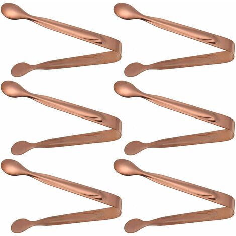 MINKUROW Eiszange Edelstahl Servierzange Grillzange Küchenzange Zuckerzange Lebensmittel Kekszange für Hausbar 6 Stück (Roségold)