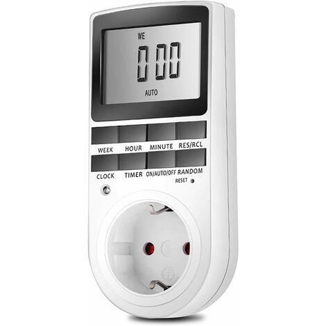 MINKUROW Elektrischer und digitaler Steckdosen-Programmierer, 10 tägliche Wochenprogramme, digitaler Steckdosen-Timer mit Anti-Diebstahl-Modus und großem LCD-Display, Strom sparen