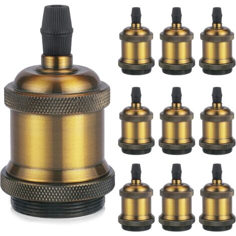 MINKUROW - Enchufe Vintage Sólido E27, Enchufe De Cerámica De Aluminio, Adaptador De Enchufe De Bombilla De Tornillo Edison, Lámpara De Pared, Mesa, Lámpara De Pie O Techo, Latón Vintage, Paquete De 1