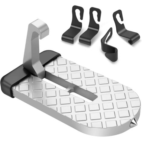 MINKUROW Escalón para puerta de automóvil, pedal de gancho para vehículo en forma de U con martillo de seguridad y gancho de almacenamiento para automóvil de 4 piezas, escalones para acceso al techo d