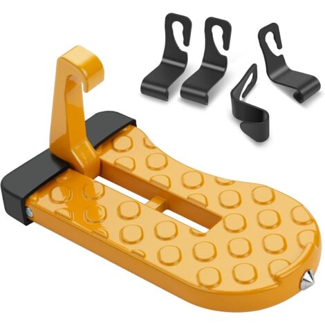 MINKUROW Escalón para puerta de automóvil, pedal de gancho para vehículo en forma de U con martillo de seguridad y gancho de almacenamiento para automóvil de 4 piezas, escalones para acceso al techo d