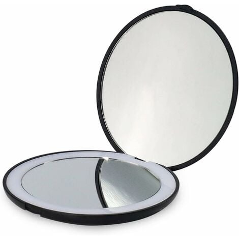 Espejo de bolsillo con luz LED, aumento de 1x/10x - Espejo de maquillaje de  mano grande con luz natu Rojo Verde