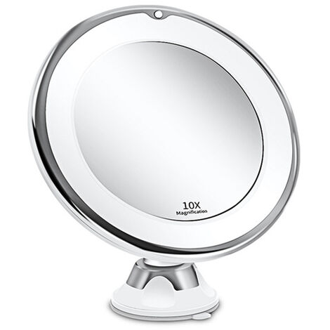 MINKUROW Espejo De Aumento De Maquillaje 10x Con Luces Led 1 Rótula De Fijación Espejo Cosmético Portátil Ajustable De 360 °, Para Baño, Viaje 5 Pulgadas