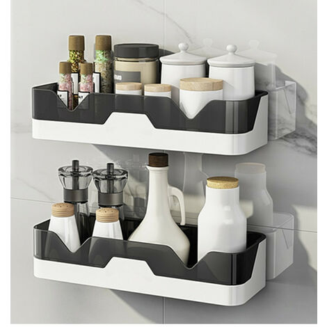 MINKUROW Estante De Ducha De Plástico Cesta De Ducha, Estantes De Almacenamiento Cesta De Ducha, Estantes De Pared Para Baño, Estantes De Pared Sin Agujeros, Estantes Sin Agujeros (2pcs 28.8 x 11 x 6.