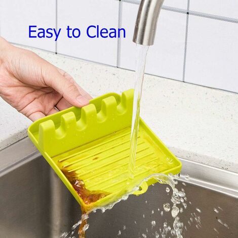 MINKUROW - Estante Para Utensilios De Cocina Con Almohadilla Antigoteo, Diseño Colgante, Resistente Al Calor, Libre De Bpa, Soporte Para Cucharas Y Soporte Para Estufa, Soporte Para Utensilios De Coci
