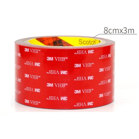 MINKUROW Extrem starkes doppelseitiges Klebeband (umgewandelt von 3 m VHB-Klebeband) Wasserdichtes und ultrahochtemperaturbeständiges Klebeband für Auto, Zuhause und Büro – 80 mm x 3 m