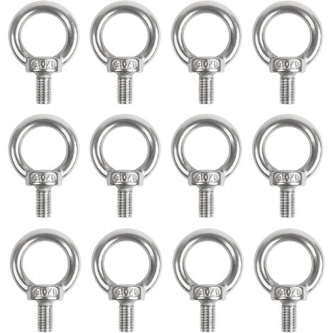 MINKUROW Eye Bolts M6 Eye Bolts Eye Lift Rings Tornillos De Rosca 304 Acero Inoxidable Para Flejar Cuerda Bind Diy 12 Piezas