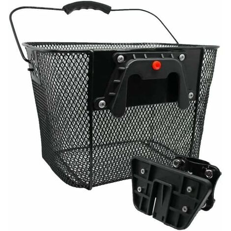 MINKUROW Fahrradkorb 32,5 x 24 x 26,5 cm Abnehmbarer vorderer Gepäckträger Stahl Schwarz Transport-Einkaufstasche