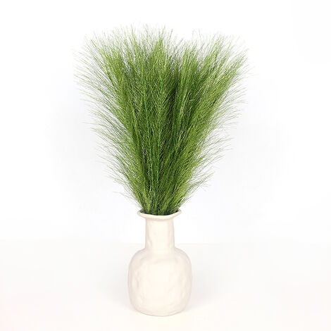 MINKUROW Falso Pampas Grass, 5 Tallos 45cm/18'' Pequeñas y esponjosas Pampas Grass Réplica de plumas de caña para jarrón Relleno Arreglo floral Sala de estar Cocina Boda Oficina Boho Réplica (Verde)