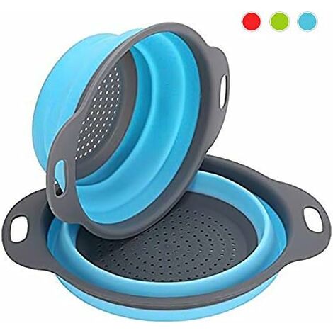 MINKUROW Faltbares Sieb 2 Stück Faltbares Sieb Teile Silikon Faltbares Sieb Küchensieb Pasta Passa (Blau)