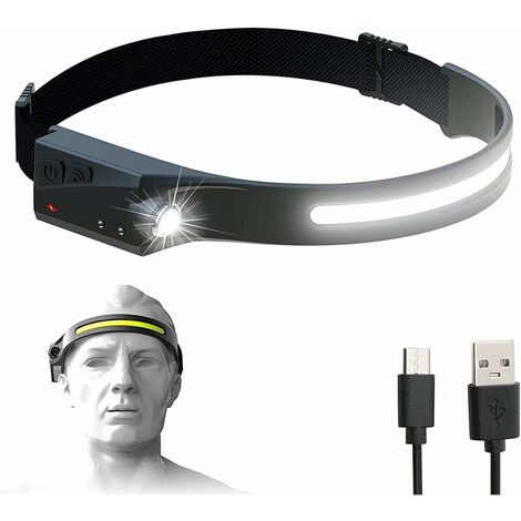 MINKUROW, Faro Para Senderismo, Faro Para Exteriores, Recargable, Luz Para Correr, Ciclismo, Luz Led Fuerte, Faro Delantero Con Sensor Nocturno Usb