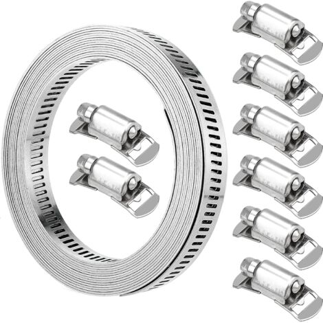 MINKUROW Fascetta stringitubo Morsetto per ingranaggi a vite senza fine in acciaio Fascetta stringitubo con elementi di fissaggio Lunghezza 3,5 m e 8 cinghie