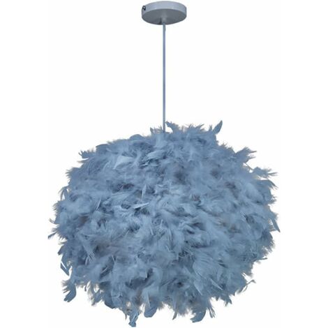 MINKUROW Feder-Pendelleuchte, moderner 30-cm-Kronleuchter in Kugelform, E27-Deckenleuchte, hängende Dekoration, für Wohnzimmer, Schlafzimmer, Kinderzimmer, Junge (Grau)