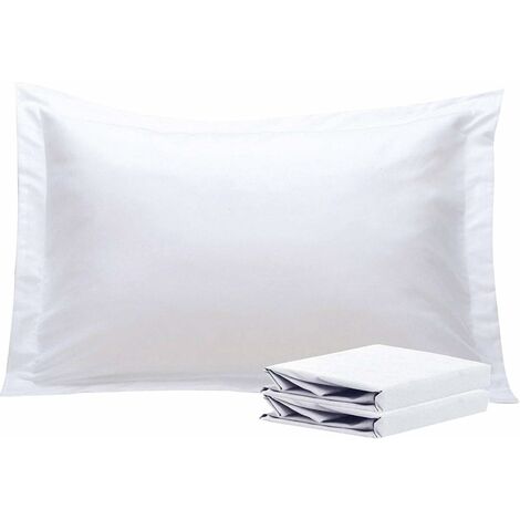 MINKUROW Federa per Cuscino Piatto con Volant 50 x 70 cm, Set di 2 Federe per Cuscino in Microfibra Super Morbida, Bianco