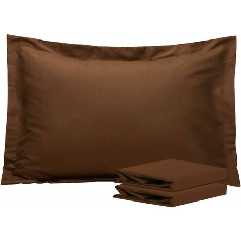 MINKUROW Federa per Cuscino Piatto con Volant 50 x 70 cm, Set di 2 Federe per Cuscino in Microfibra Super Morbida, Caffè