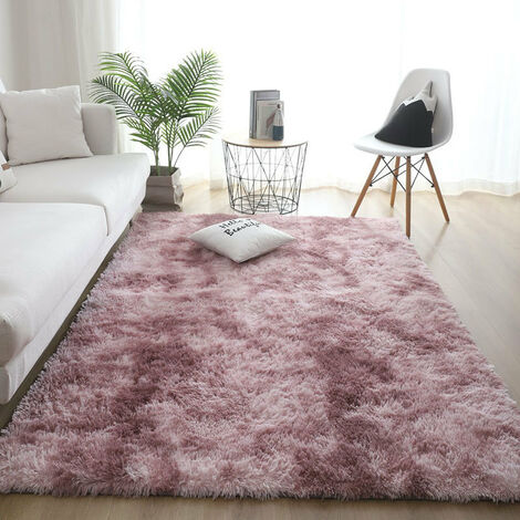 MINKUROW Flauschige Bodenmatte, Kunstpelz, flauschiger Teppich, dekorative Farbverlaufs-Bodenmatte für Schlafzimmer, Wohnzimmer, Esszimmer (Pink-Lotus-Farbe, 80 × 160 cm)